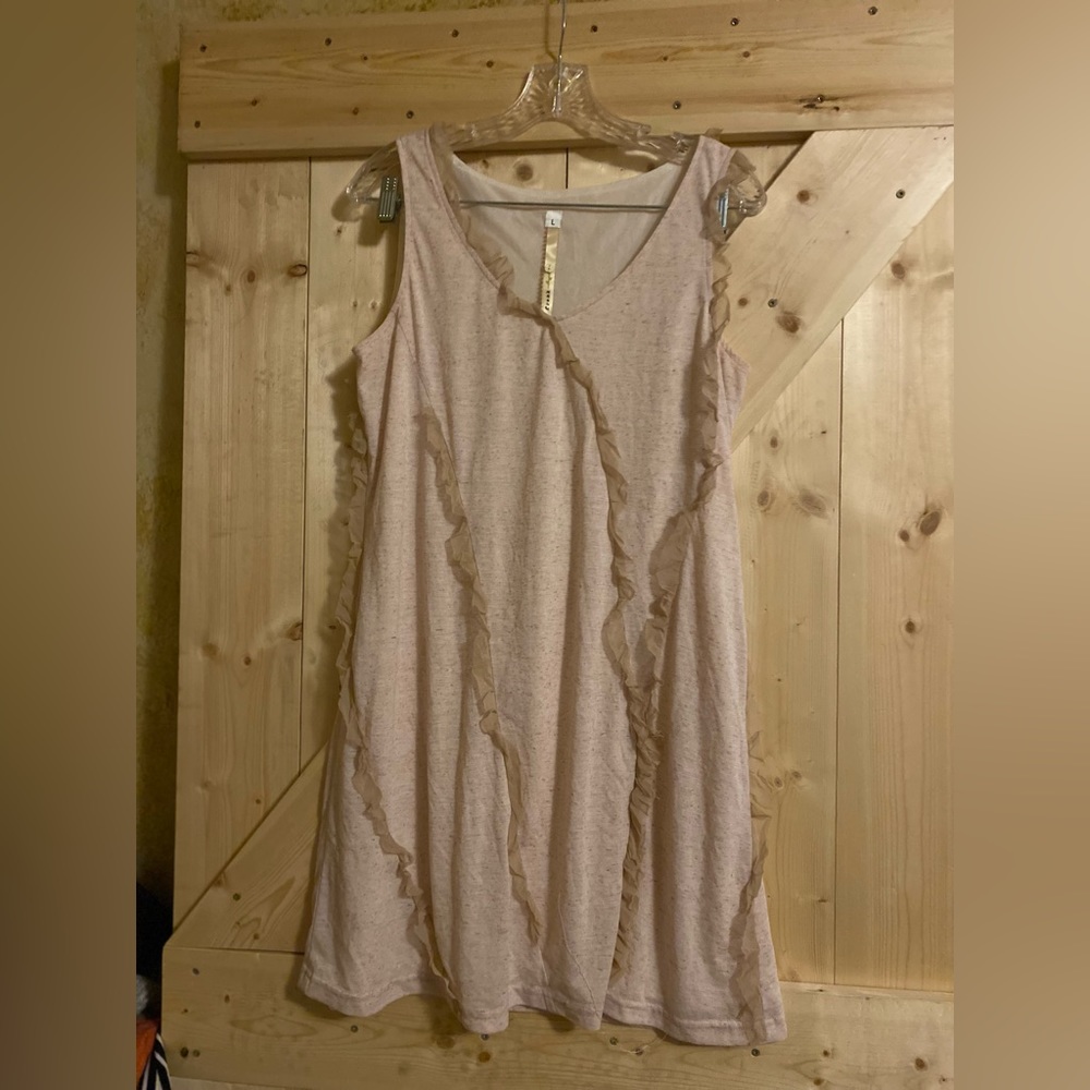 Uncle Frank L Pale Pink Knee Length Dress with Ruffles